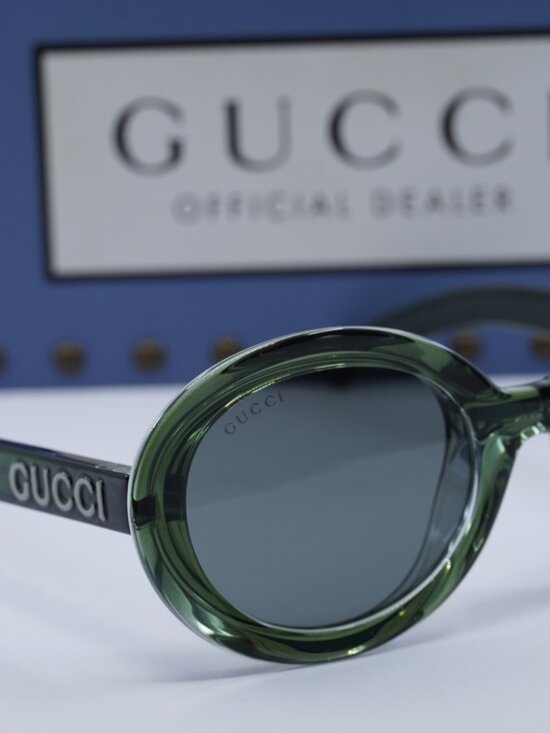 Gucci GG1722SA 005 Round Sunglasses - Transparent Dark Green\\Smoke main image 8
